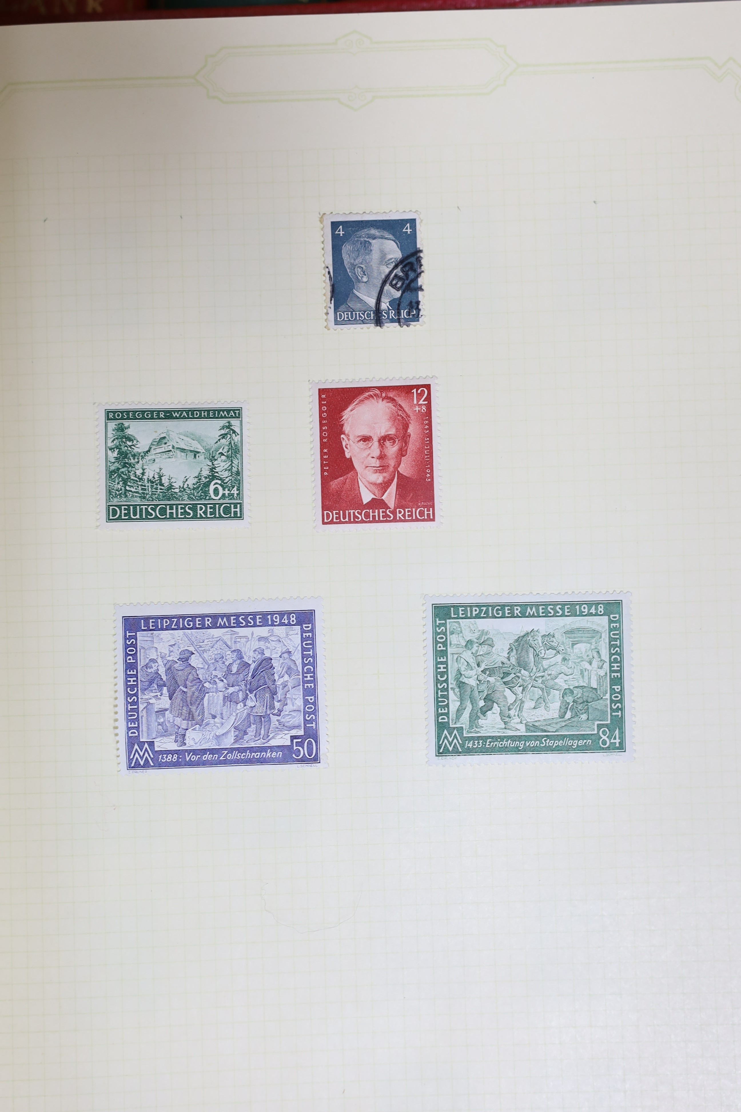Nine albums World stamps, British Commonwealth Germany, USA